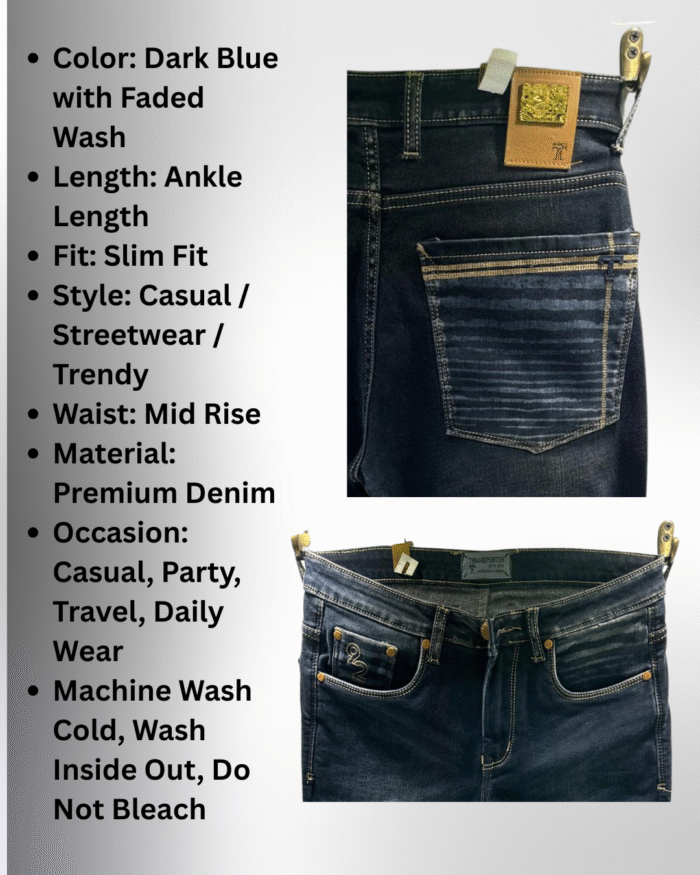 Men’s Premium Ankle-Length Slim Fit Jeans - Image 3