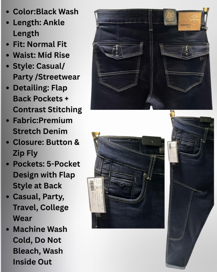 Men’s Premium Ankle-Length Jeans with Flap Pocket Detailing - Image 3