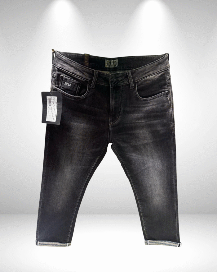 Men’s Premium Black Ankle-Length Normal Fit Jeans with Designer Pocket Detailing