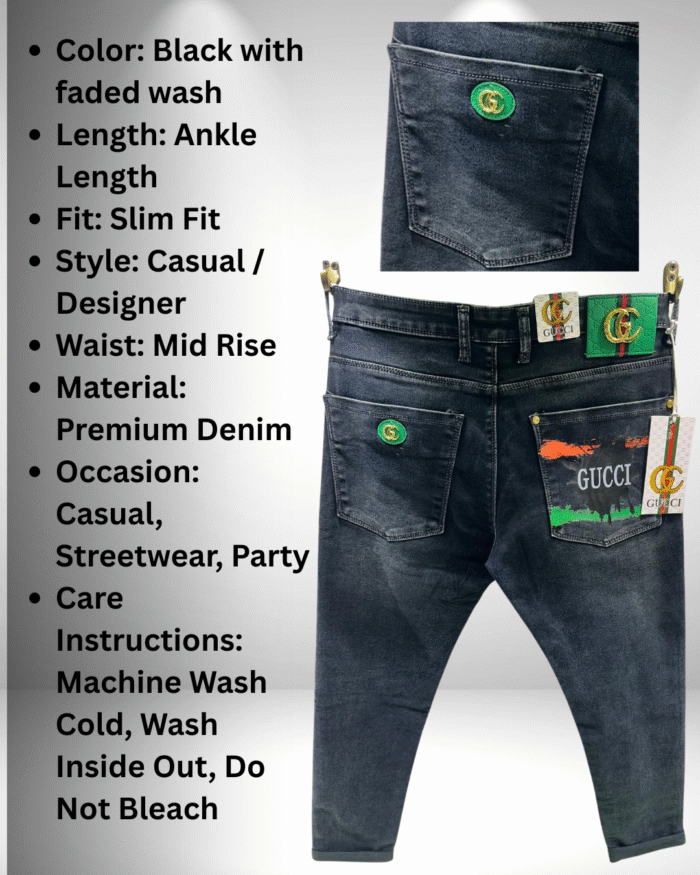 Men’s Premium Ankle-Length Jeans with Designer Detailing - Image 4