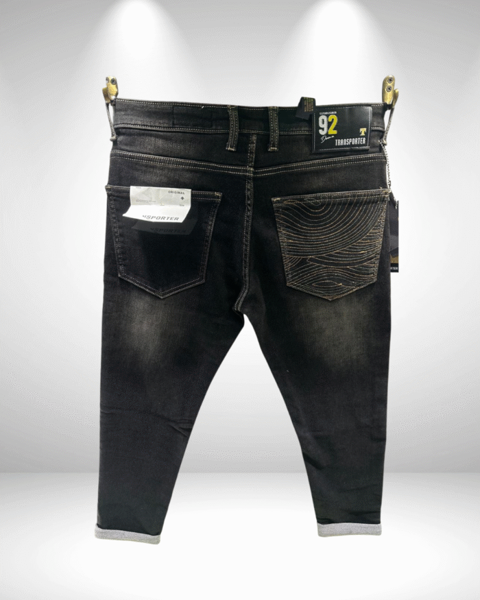 Men’s Premium Black/Grey Ankle-Length Jeans with Faded Wash - Image 2