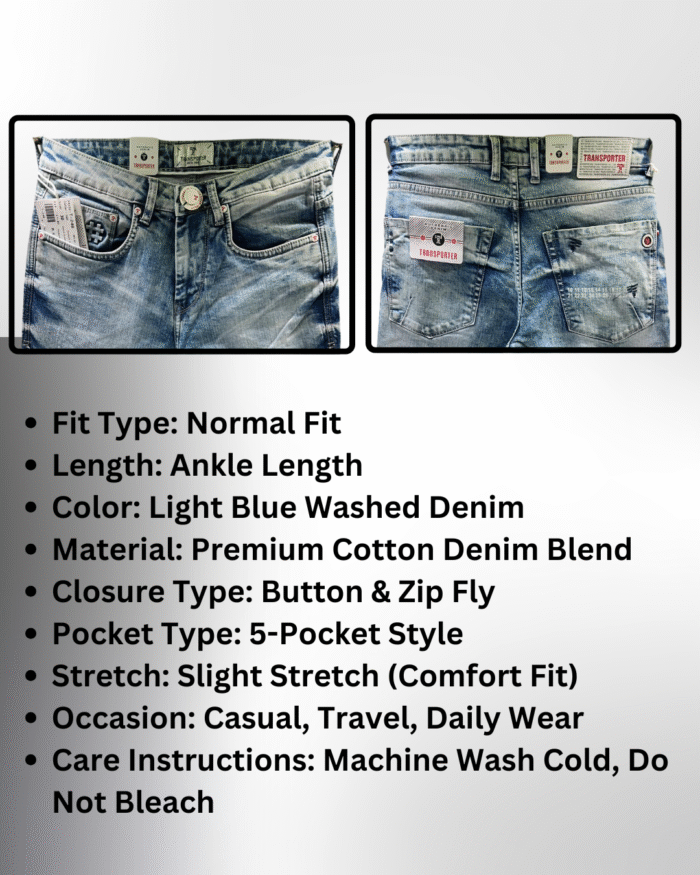 Men's Light Blue Denim Jeans - Image 3