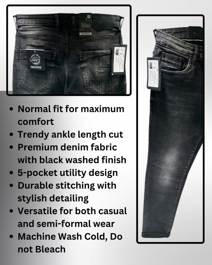 Men’s Black Washed Jeans - Image 3