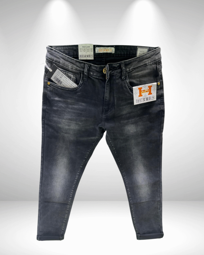 Hermes Men’s Slim Fit Black Washed Denim Jeans