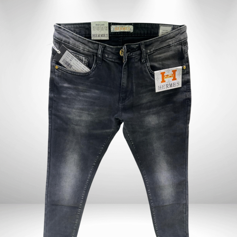 Hermes Men’s Slim Fit Black Washed Denim Jeans