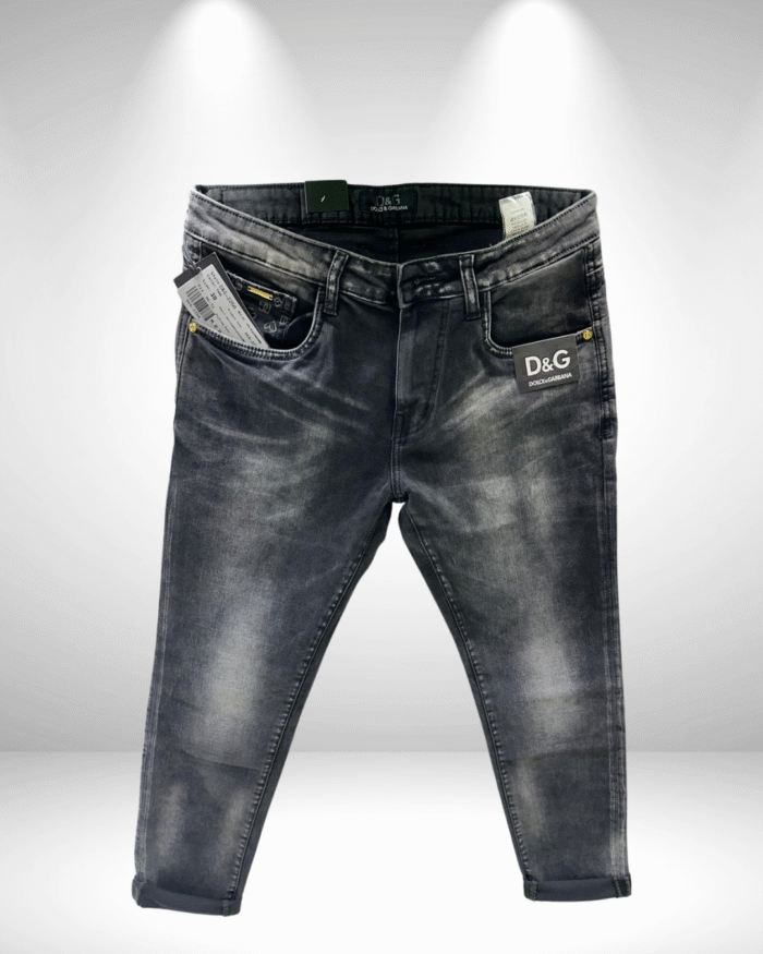 Dolce & Gabbana (D&G) Men’s Premium Normal Fit Ankle-Length Black Washed Jeans