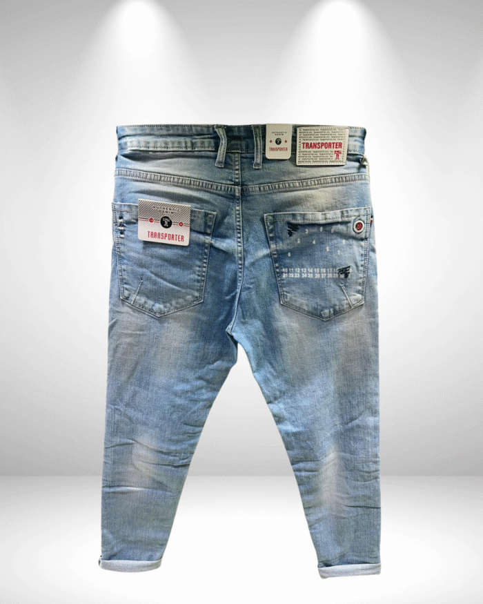 Transporter Men’s Premium Normal Fit Ankle-Length Light Blue Jeans - Image 2