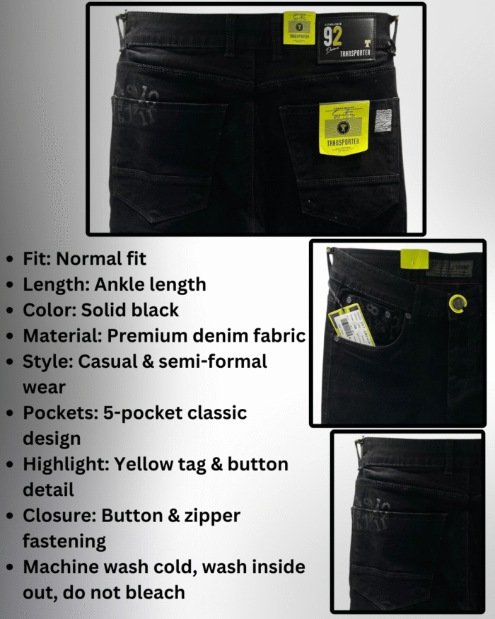 Premium Men’s Black Jeans | Ankle Length | Transporter Collection - Image 3