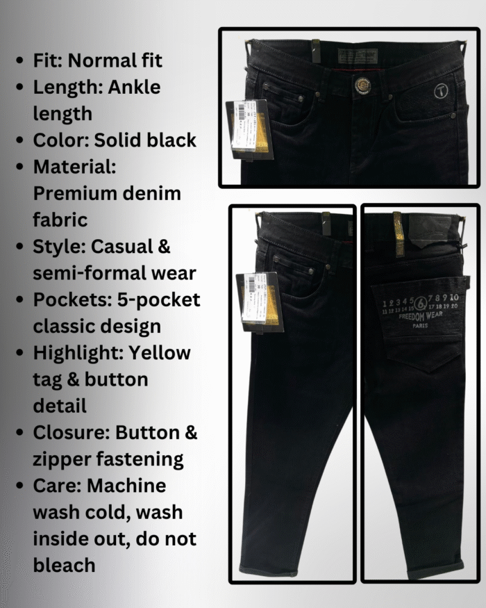 Premium Quality Men’s Black Jeans | Ankle Length | Stylish Casual Denim - Image 3