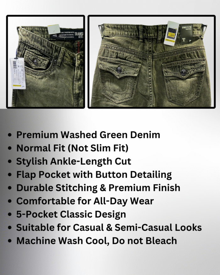 Men’s Premium Ankle Length Jeans with Washed Finish & Stylish Pocket Design - Image 3