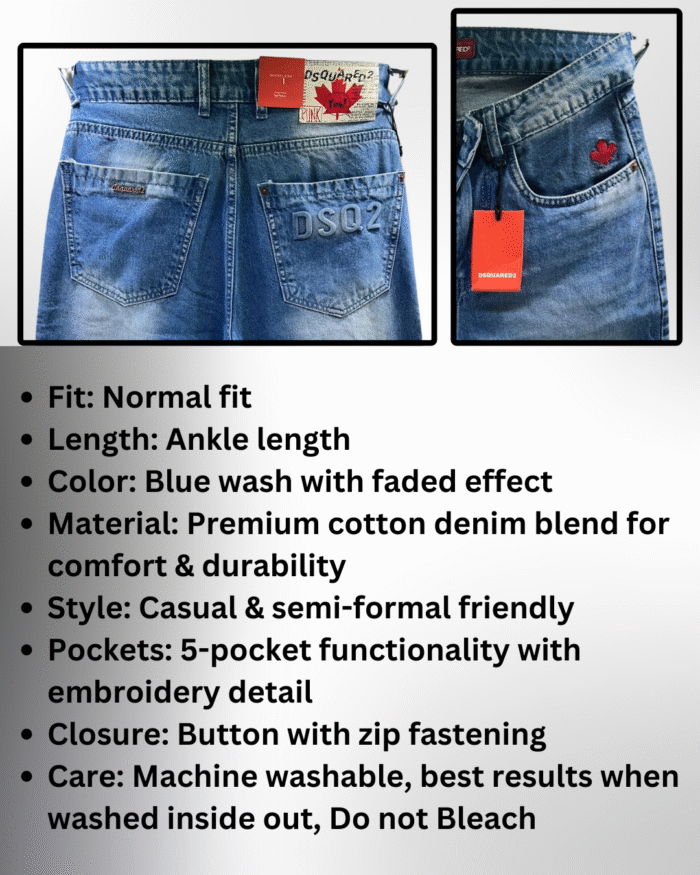 Men’s Blue Wash Denim Jeans - Image 3