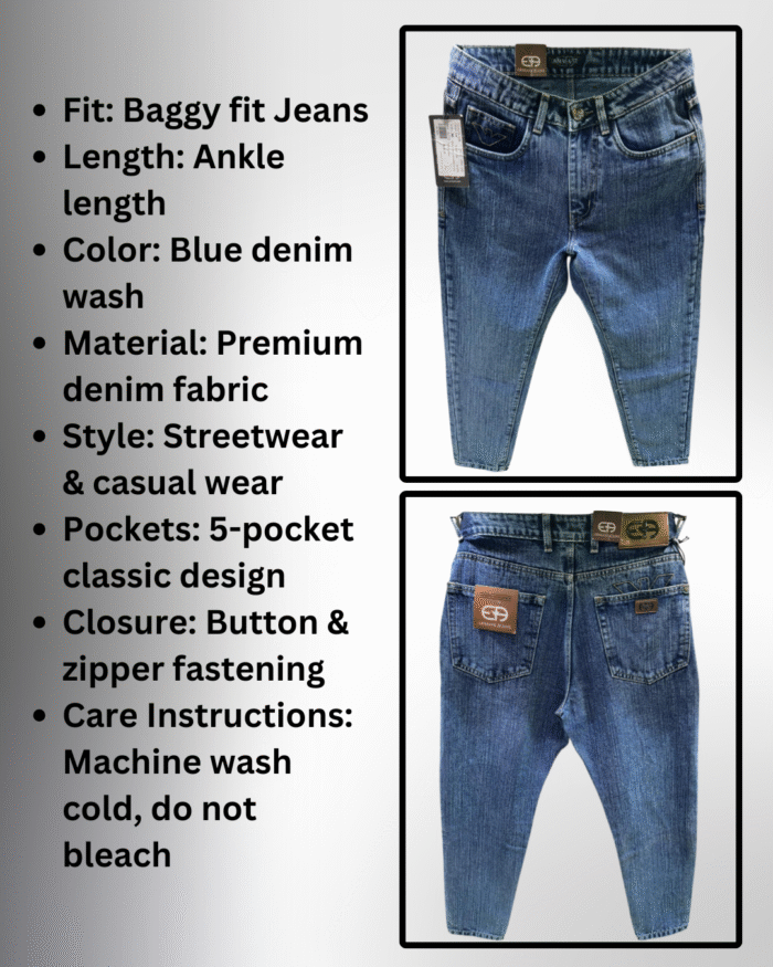 Men’s Baggy Fit Ankle Length Jeans - Image 3