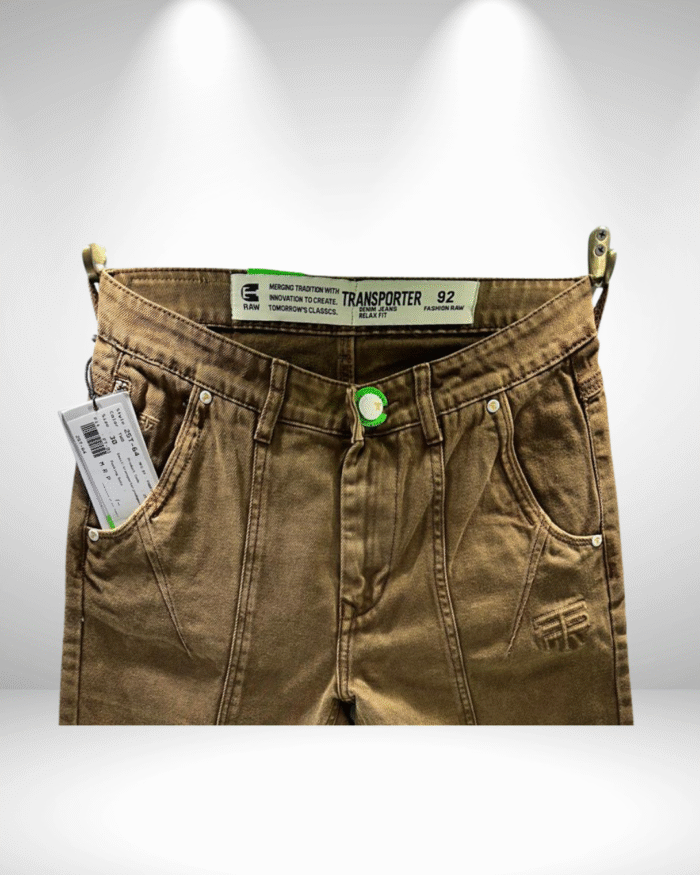 Men's Baggy Fit Brown Denim Jeans - Image 2